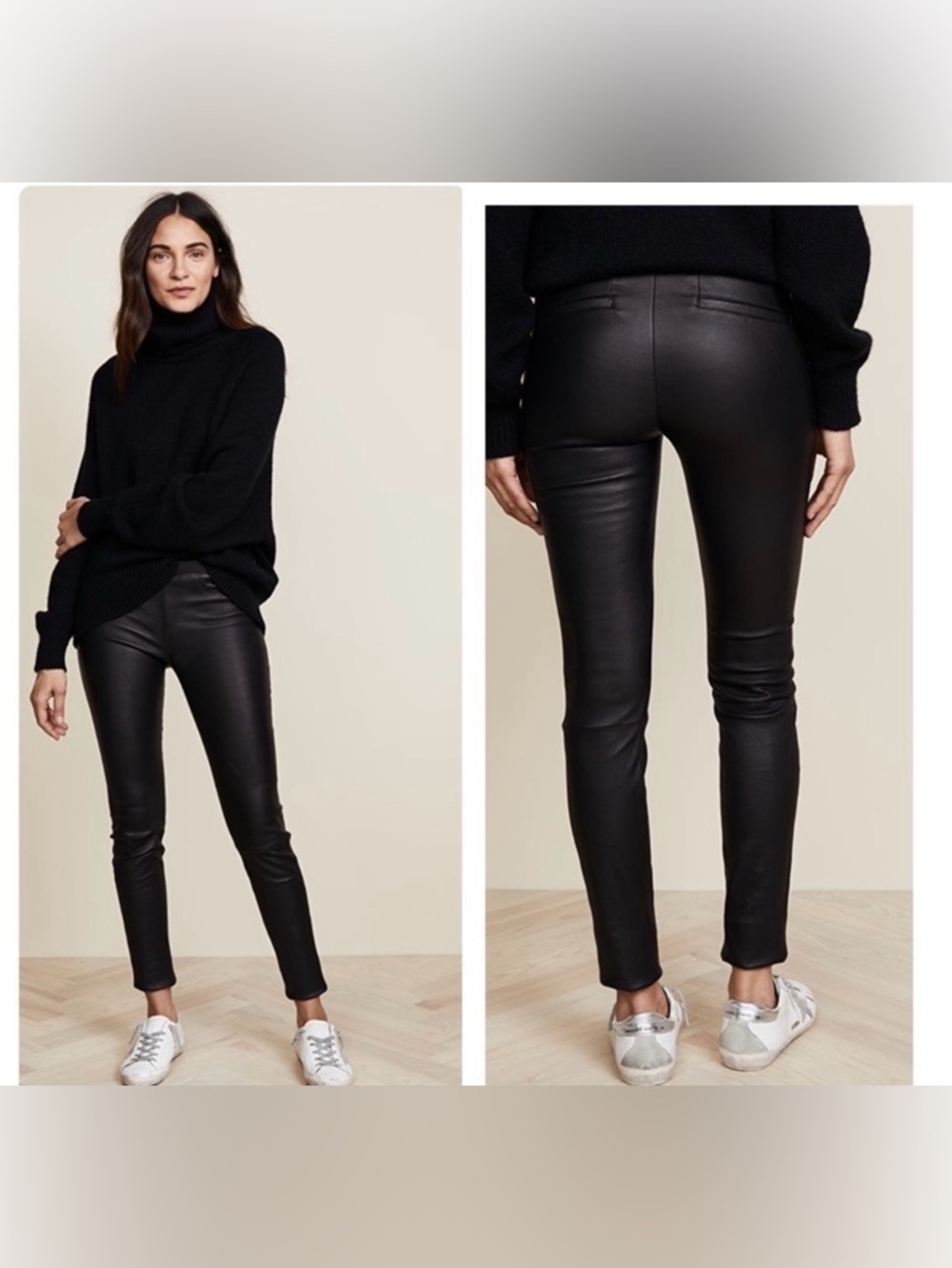 NEW!! Helmet Lang black “Plonge”  leather leggings size 4